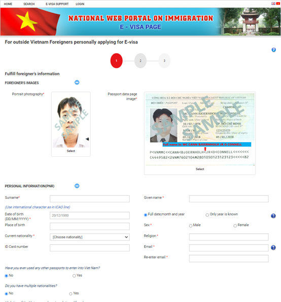 Hướng dẫn apply evisa Việt Nam
